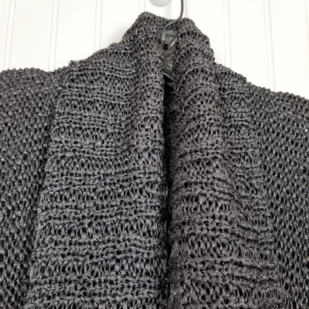 Club Monaco Gray Metallic Open Front Cardigan Sleeveless Vest Open Knit Size XS